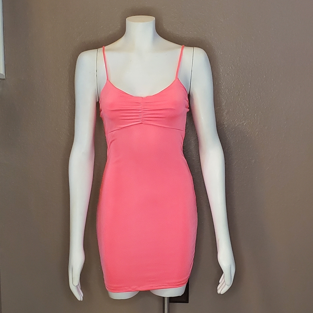 NWOT MILEY + MOLLY neon pink slip dress